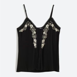 NWT - LUQ Grace Embroidered Cami, Black, Size M